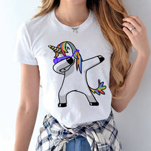 Dabbing Unicorn t-shirt Women T Shirt Short Sleeve t-shirts O-Neck Tops Fashion Panda/Pug Cat Cartoon Printed Hip Hop Tee Shirts