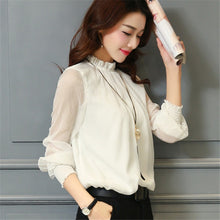 2017 Fashion Spring Autumn Chiffon Blouse New Korean Casual Ruffle Collar Shirt Long Sleeve Women Shirts Tops Plus Size Blusas