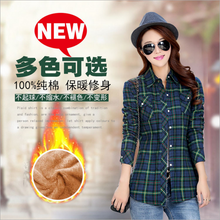 Winter Velvet Thick Keep Warm Plaid Blouse Female Long Sleeve Tops Women 2018 Winter Casual Checked Blouse Thick Cotton Shirts