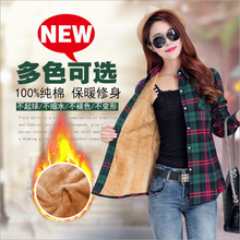 Winter Velvet Thick Keep Warm Plaid Blouse Female Long Sleeve Tops Women 2018 Winter Casual Checked Blouse Thick Cotton Shirts