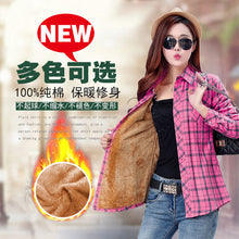 Winter Velvet Thick Keep Warm Plaid Blouse Female Long Sleeve Tops Women 2018 Winter Casual Checked Blouse Thick Cotton Shirts