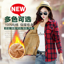 Winter Velvet Thick Keep Warm Plaid Blouse Female Long Sleeve Tops Women 2018 Winter Casual Checked Blouse Thick Cotton Shirts