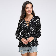 2018 Fashion Spring Summer Women Chiffon Blouse Sexy Lace Up V Neck Ruffles Long Sleeve Black White Tops Casual Plus Size Shirt